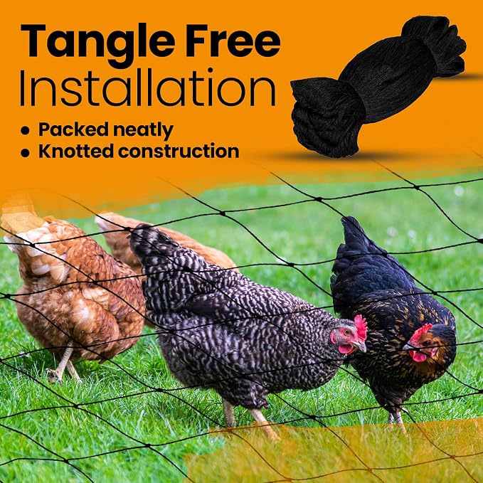 Harvesto Heavy Duty Bird Netting for Chicken Coops & Runs | Tree & Garden Netting Mesh 1-1/2" | Keep Hawks, Birds & Predators Away | Bird Netting for Blueberry Bushes, Vegetables & Fruit (25' x 50’)