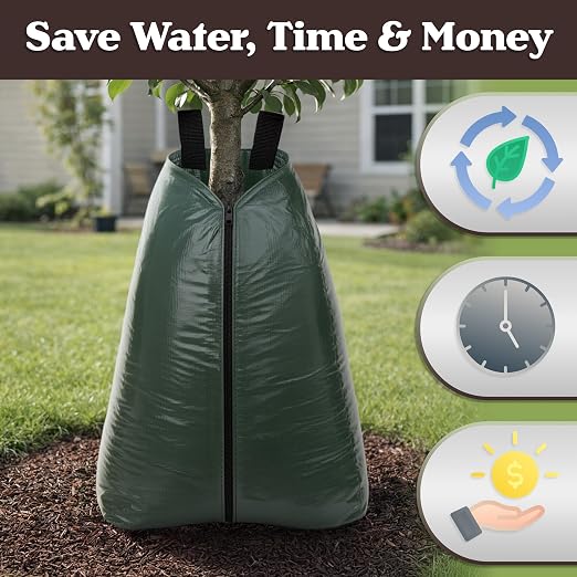 20 Gallon Tree Watering Bag - Heavy Duty PVC Auto Drip Irrigation for Newly Planted or Established Growth Deep Root Targeting - Tree Watering Bags Slow Release 20 Gallon by Pure Garden