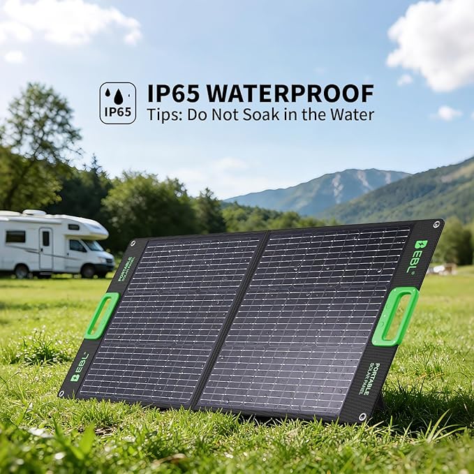 EBL 100 Watt Solar Panel, Foldable Solar Charger for Power Station, Portable Solar Panels w/Kickstands, High Efficiency IP65 Waterproof for Camping, RV, Off-Grid Outdoor