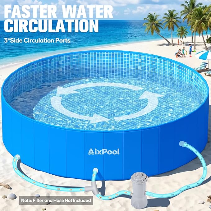 2026 Large Foldable Pool,Non-Inflatable Pool for Adult,Foldable Swimming Pool,Plastic Kiddie Portable Pool,Collapsible Kid Pool for Backyard,Oversized Easy Setup Family Pool for Adult,7.5FT