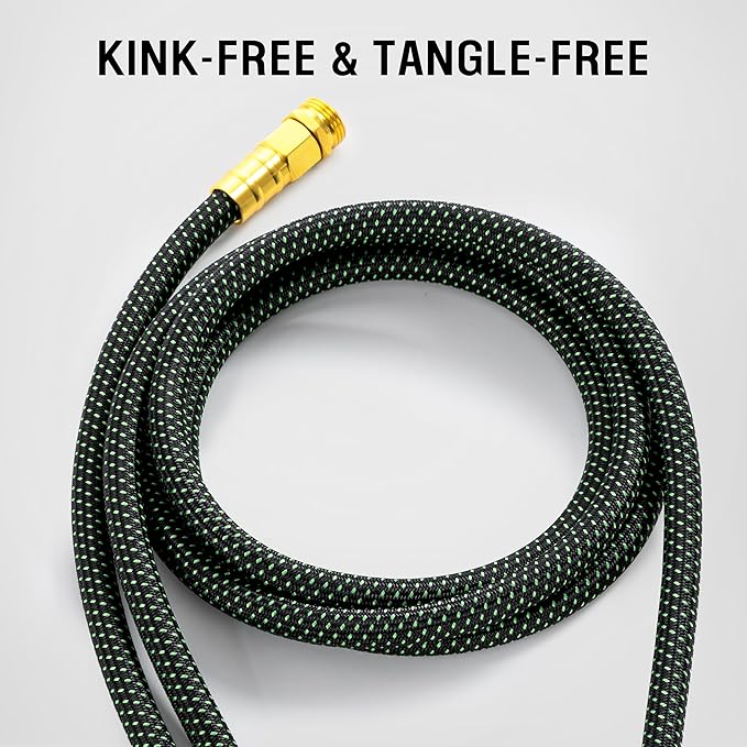 HBlife 100ft Garden Hose, Non Expandable Garden Hose with 10 Function Sprayer Nozzle, Flexible Lightweight Water Hose for Yard, Lawn, Car Wash and Outdoor