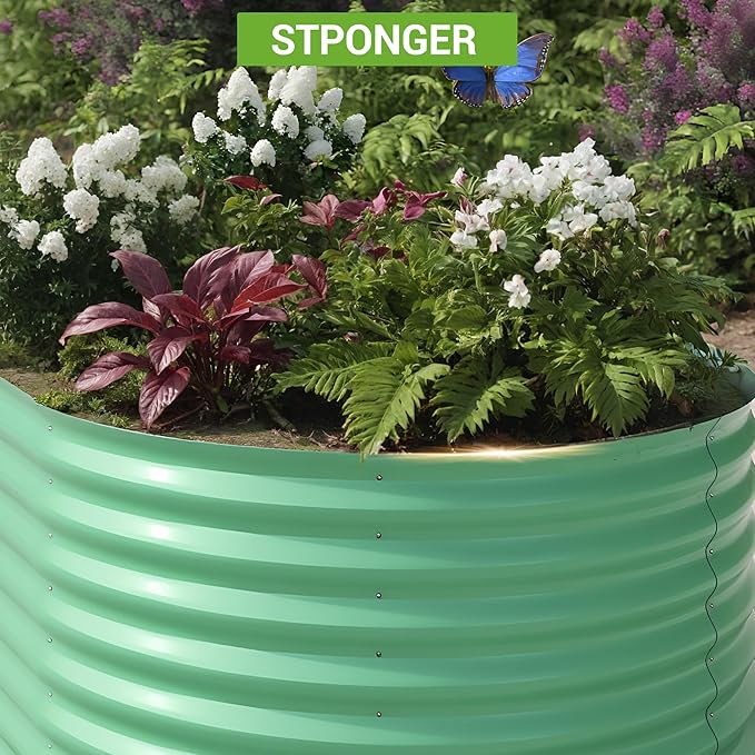 IDEALHOUSE 8x4x2 Ft Galvanized Metal Raised Garden Bed, 24-Inch Tall Outdoor Planter Box for Vegetables, Flowers & Herbs, Rust-Resistant Garden Beds for Backyard, Patio or Balcony, Green