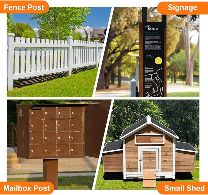 Fence Post Repair Kit, Thickened Heavy Duty Fence Post Anchor Stakes for Repair Tilted, Broken Wood Posts Support (Black, 2 Pack)