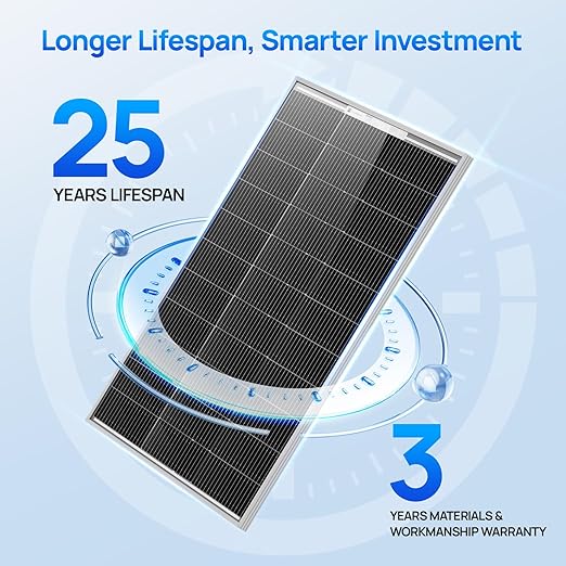 ECO-WORTHY 2pcs 100 Watt Solar Panels Monocrystalline Solar Panel for 12V/24V Battery RV Marine Boat and Other Off-Grid Applications, 2-Pack 100W