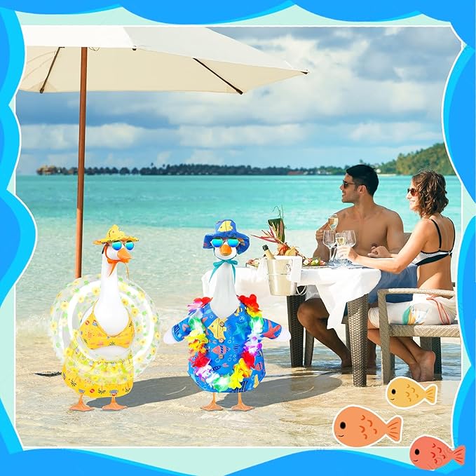 Hawaiian Goose Outfit Summer Porch Goose Outfits Bikini Goose Clothes Cute Goose Costume for Outdoor Garden Yard Decor(Beach Bikini Yellow)