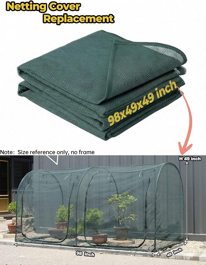 98''x49''x49''Plant Crop Cage Netting Cover Replacement (Not Included Frame)