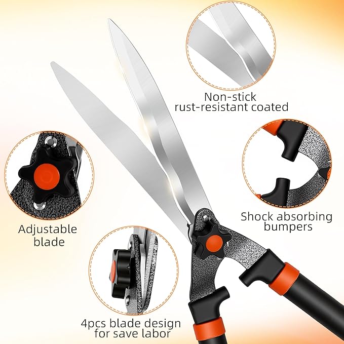 EWPJDK Loppers Hedge Shears & Pruners Combo Set 3-Piece Hedge Clippers, Heavy Duty Tree & Shrub Care Kit for Yard, Lawn & Garden, Professional Branch Cutter Tree Trimmer (Black)
