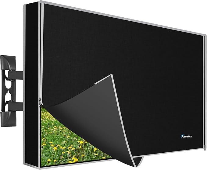 Smart Shield Outdoor TV Cover 75 Inch Weatherproof and Waterproof | Outside TV Enclosure | Screen Protector for Outside Display Black With Zipper