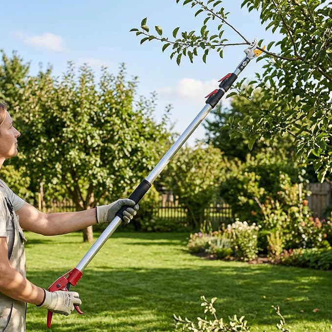 3-in-1 Pole Saws for Tree Trimming, SK5 Blade Extendable Pole Pruner, Telescoping Long Branch Cutter Tall Tree Trimmer, High Reach Pruning Shears for Garden Yard Fruit Picking