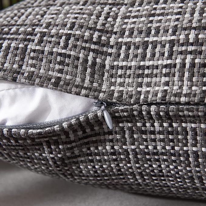 MIULEE Outdoor Waterproof Throw Pillow Covers Decorative Farmhouse Water Resistant Cushion Covers for Tent Patio Garden Couch Sofa Pack of 2, 24x24 Inch Gray