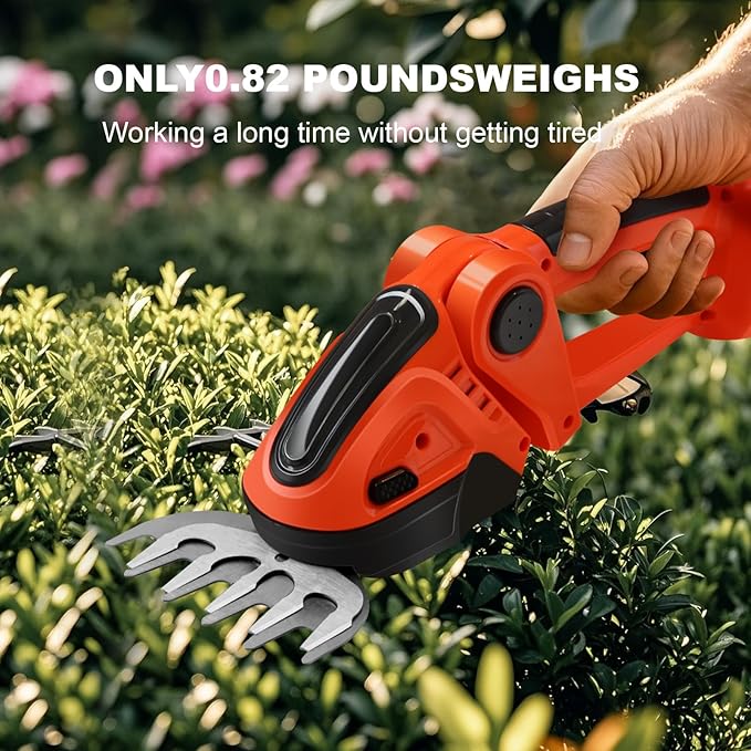 Hedge Trimmer Cordless 24V, 2-in-1 Grass Cutter & Shrub Trimmer, 90° Adjustable Head, Handheld Hedge Trimmer for Lawn Edging & Garden