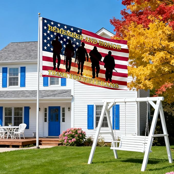 Veteran Flag 3x5 Ft - Double Sided Patriotic American Flag with Brass Grommets, Veterans Day Memorial Day 4th of July Outdoor Yard Garden Decorations for Outside