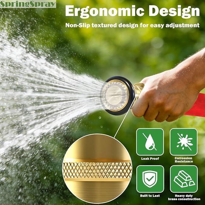 1-1/2" NPSH/NPT Brass Fire Hose Nozzle, Heavy Duty Adjustable Spray Jet Fog Nozzle, Constant Flow Industrial Firefighter Nozzle, 85 GPM, 100 PSI