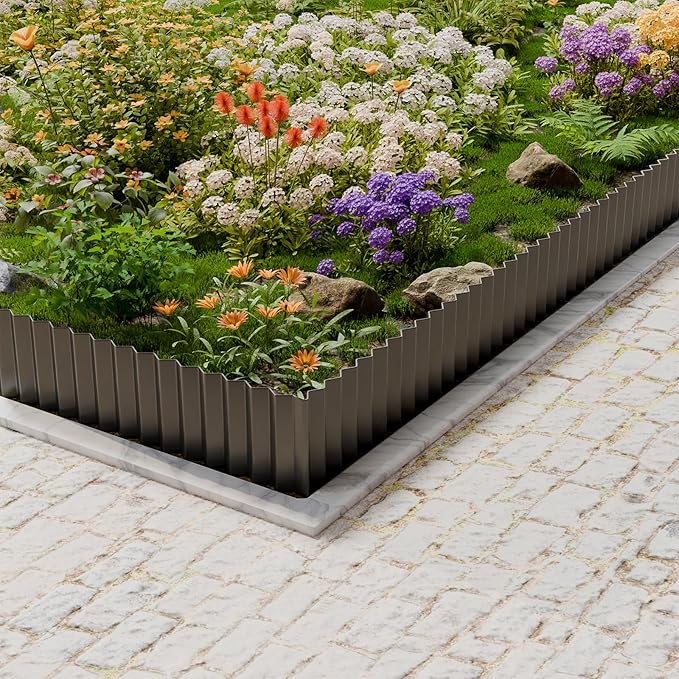 SnugNiture Corrugated Metal Garden Edging,8" x 20' Sturdy Lawn Edging Border,Landscape Edging Border for Lawn, Flower Bed,Garden and Yard