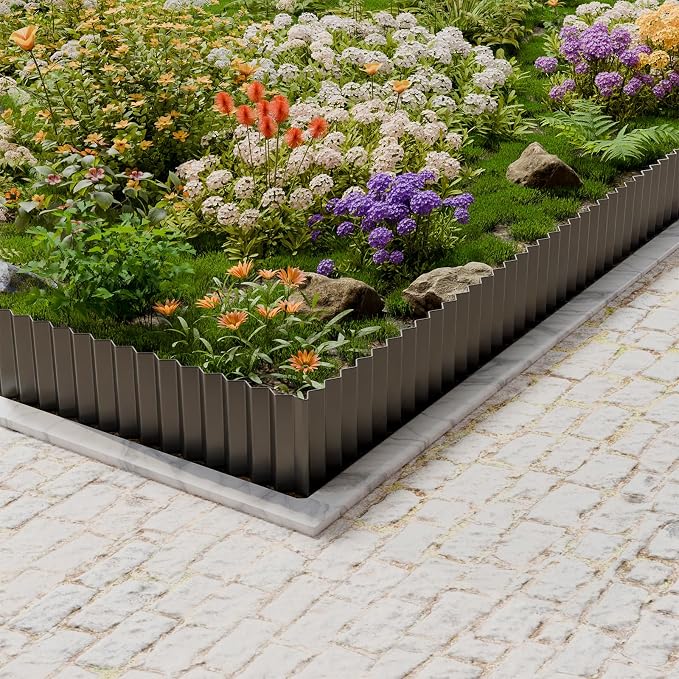 SnugNiture Corrugated Metal Garden Edging,12" x 20' Sturdy Lawn Edging Border,Landscape Edging Border for Lawn, Flower Bed,Garden and Yard