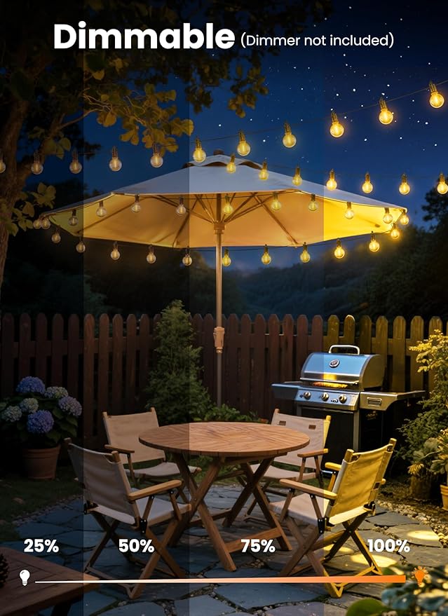 Outdoor String Patio Lights, 200FT 100 LED Patio Lights Waterproof, Connectable Shatterproof Hanging Outside String Light for Backyard, Porch, Deck, Balcony, Garden, House Decor, 2200K