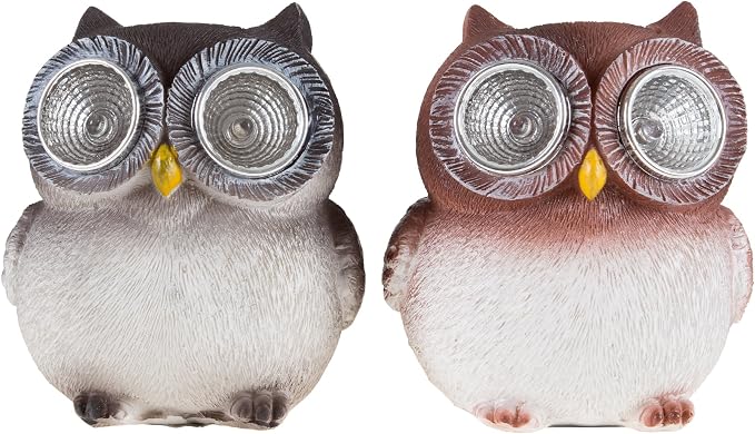 Yard Décor, Solar Outdoor LED Light and Battery Operated Statue for Garden, Patio, Lawn, and Yard by Pure Garden – Owl set of 2 Statue