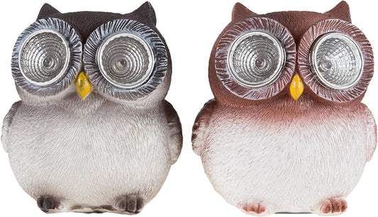 Yard Décor, Solar Outdoor LED Light and Battery Operated Statue for Garden, Patio, Lawn, and Yard by Pure Garden – Owl set of 2 Statue