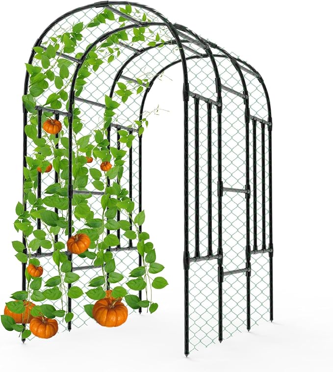 Garden Arch Trellis - 47" L*71" W*87" H, Rust-Proof Grape Trellis with Thickened Steel 20MM Pipe, Garden Arch Trellis for Climbing Plants Outdoor, Tunnel Trellis for Cucumber, Pumpkin, Melon