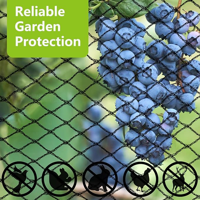 POYEE 50x50ft Bird Netting for Chicken Coop, 1 inch Mesh, Heavy Duty, Hawk Proof, Garden Protection, Fruit Tree Netting Against Squirrels Deer