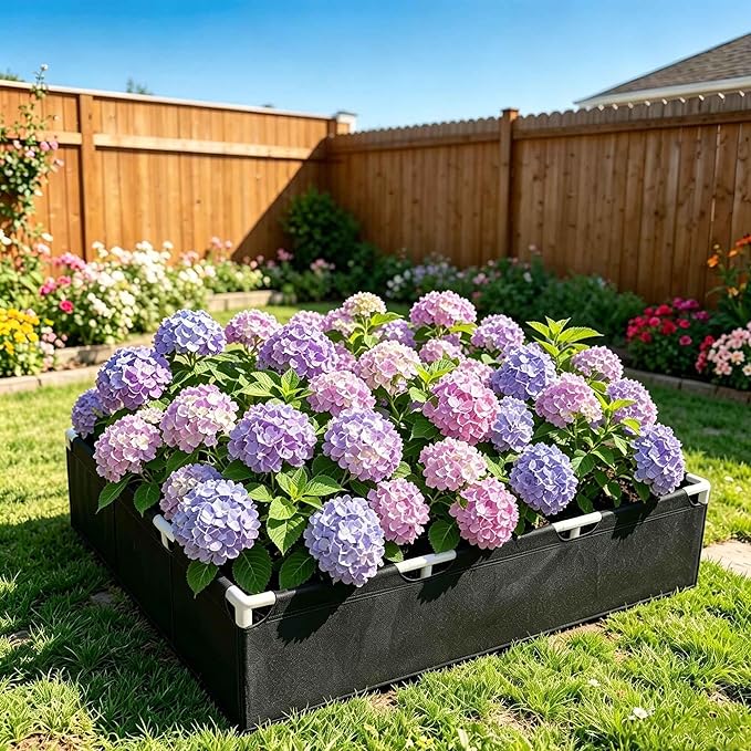Breathable Felt Raised Garden Bed with PVC Frame, Heavy-Duty Square Planter Box for Vegetables, Herbs & Flowers, 3 Sizes– No Tools Assembly for Patio, Backyard Gardening（4.6*4.6*1FT 1PCS）