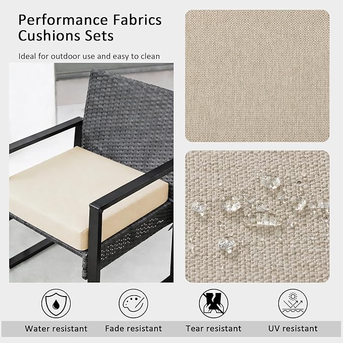 Outdoor Chair Cushions Set of 4,350GSM Fabric,Water-Resistant UV Resistant Weather Resistant with YKK Zippers, Square Corner Patio Chair Cushions with Ties, 20"x20"x3.1",Sand