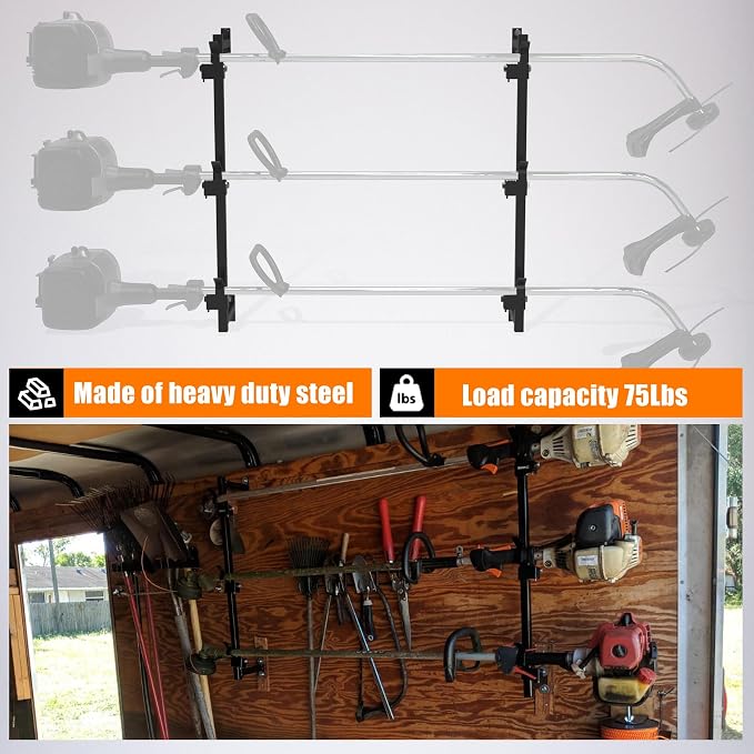 MELIPRON Weed eater Rack for Enclosed Trailer, Landscape Trimmer Rack for for Lawn Equipment, Weed Wack Holder for Yard Lawn Tools Equipment