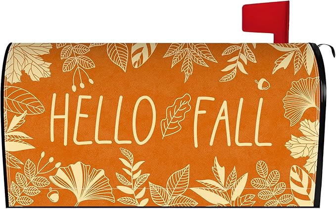 Hello Fall Mailbox Covers Magnetic Fall Thanksgiving Mailbox Cover Autumn Post Letter Box Cover for Garden Yard Decor 21x18 Inch
