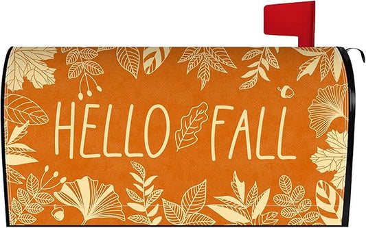 Hello Fall Mailbox Covers Magnetic Fall Thanksgiving Mailbox Cover Autumn Post Letter Box Cover for Garden Yard Decor 21x18 Inch