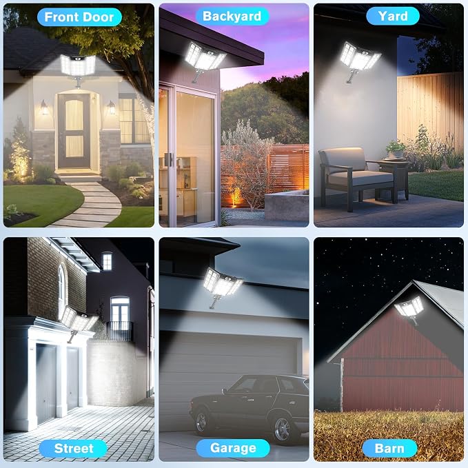 270° Adjustable Solar Street Light, 800 LED Motion Sensor Solar Flood Light, 6000mAh Security Light with Remote Control, 3 Modes, IP66 Waterproof Wall Light for Yard, Garden, Driveway, Garage, Fence