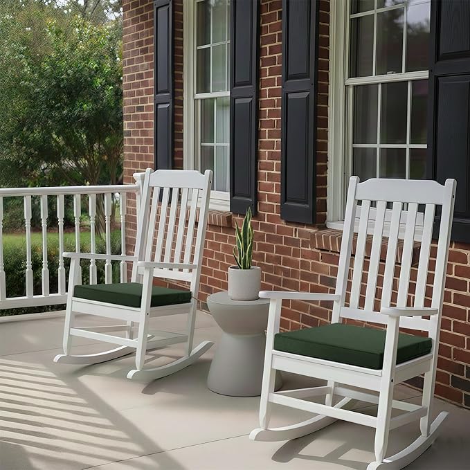 Outdoor Chair Cushions, Water-Resistant & Fade-Resistant, Patio Furniture Square Seat Replacement Chair Pads with Ties, Removable Cover, Non-Slip Bottom, Set of 6, 24 x 24 Inch, Olive Green