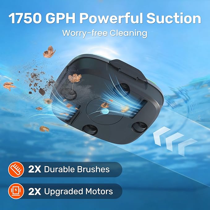 (2026 Upgrade) Gosvor Cordless Robotic Pool Cleaner, Efficient Pool Vacuum, 90 Min Runtime, Self-Parking, 7.5 lbs Lightweight, Ideal for Above Ground Pools up to 860 sq.ft