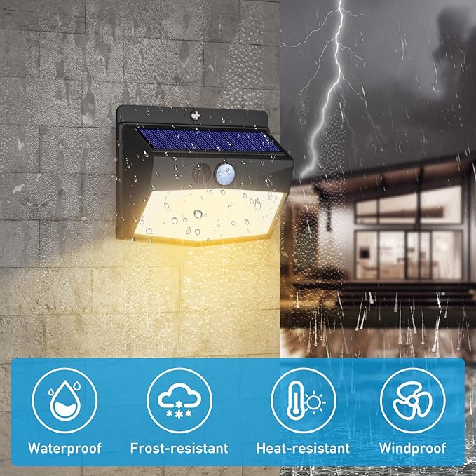 Peasur Solar Lights Outdoor Motion Sensor [20 Packs] Security Light with 3 Lighting Modes Wall Lights Waterproof Solar Powered Lights for Garden Fence Yard, Warm White