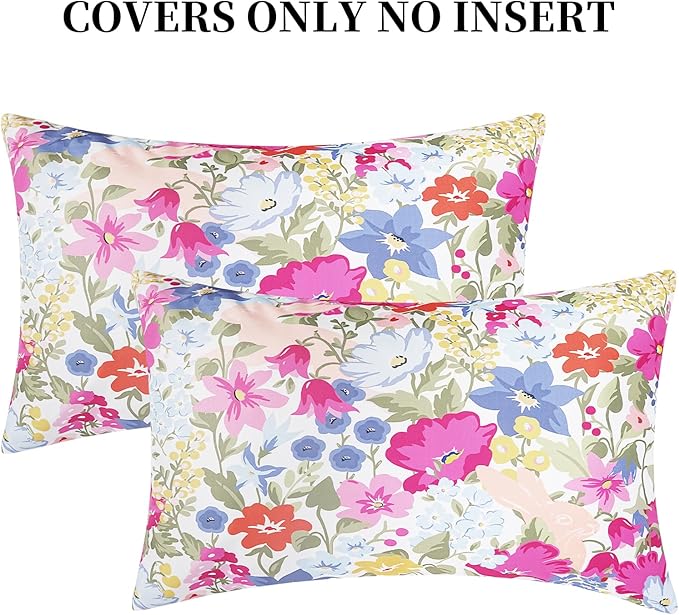 Adabana Spring Outdoor Waterproof Floral Pillow Covers Set of 2 Square Colorful Couch Cushion Cases 20x12 Inch Waterproof Decorative Pillows for Patio Garden Beach,Pink