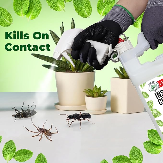 Mighty Mint Peppermint Oil Insect Repellent Plus Spray – Natural Indoor & Outdoor Bug Control for Spiders, Ants, Roaches, and More – Plant-Based, Extra-Strong Formula - 128 oz