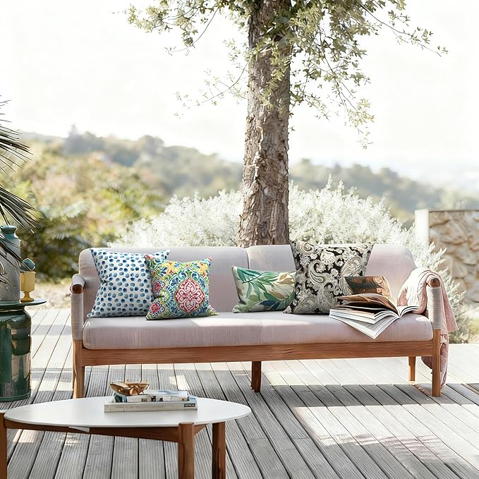 LVTXIII Outdoor Pillow Covers 20x20 Inch, 2 Pack Large Square Throw Pillow Cases, Fade-Resistant Cushion Covers for Patio Furniture Sofa, Garden Porch, Paisley Black