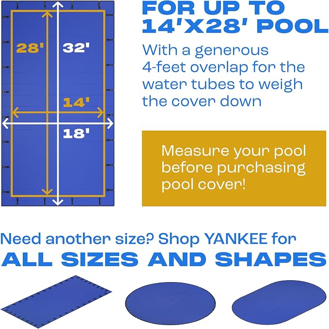 Yankee Pool Cover for 14x28 ft Rectangular Pool: Extra Thick & Durable | Sapphire Series of Premium Cold- and UV-Resistant In-Ground Pool Protection