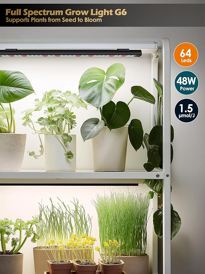 T5 Smart Grow Light for Indoor Plants,3500K Full Spectrum LED Plant Light Strips with 3/9/12H Auto Timer,Stepless Dimming,Modular Design，Plug and Play (Black, 2 Pack)
