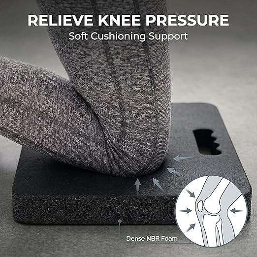 Gardzen 3 Pack Extra Thick Kneeling Pad for Gardening Work, 1.5 Inch Soft NBR Foam Knee Cushion Bathing Baby, Large Smooth Kneeler Mat Yoga Exercise, 18x11, Black