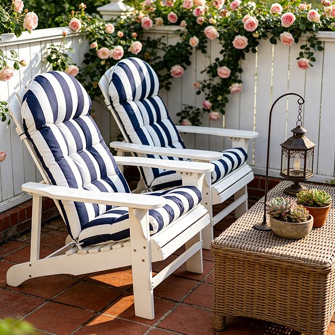Enipate Weather Resistant Adirondack Chair Cushions High Back Indoor Outdoor Patio Tufted Lounge Cushion Seat Pads
