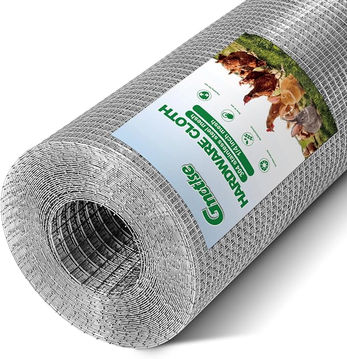 304 Stainless Steel Hardware Cloth 1/4" Large Size 23 GA 24in×98ft Roll | stainless hardware cloth 304 rust resistant heavy duty easy to cut