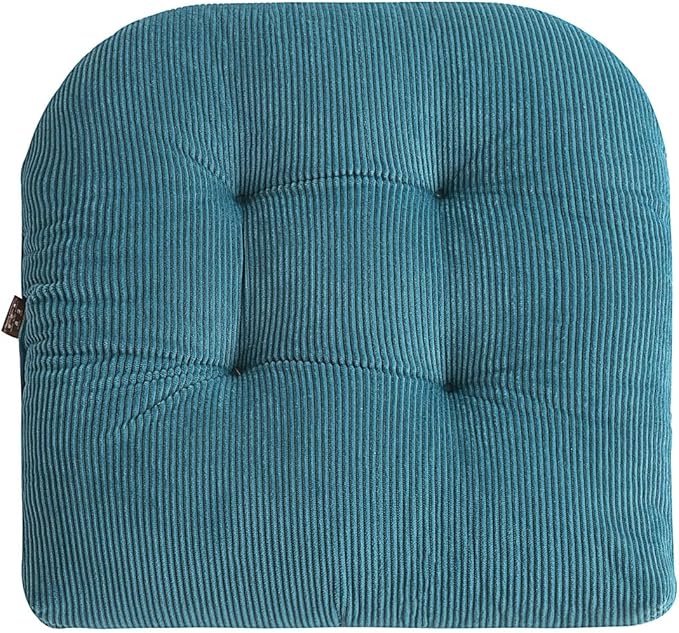 Outdoor Patio Cushion, Rocking Chair Cushion, Tufted Pads, Set of Upper and Lower with Ties Pack of 2 (2 Sets) - Back 20"×17", Seat 17"×17" (Blue)