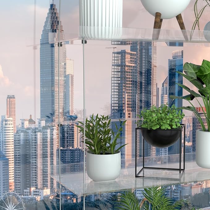 Jolitac Acrylic Window Boxes Plant Shelves for Windows, Acrylic Hanging Window Plant Stand, Indoor Wall Hanging Plant Display Shelves (Clear, 2-Tier)