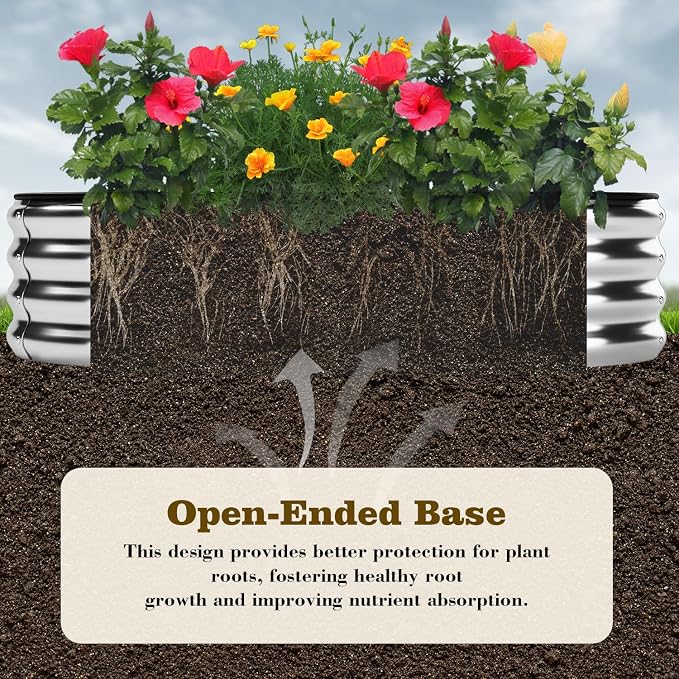 ZFHgarden Galvanized Metal Planter Raised Garden Bed Kit for Gardening Outdoor，8x2x1ft Planter Grow Garden Box Raised Flower Bed，Long Vegetable Clearance Herb Raised Garden Beds for Gardening