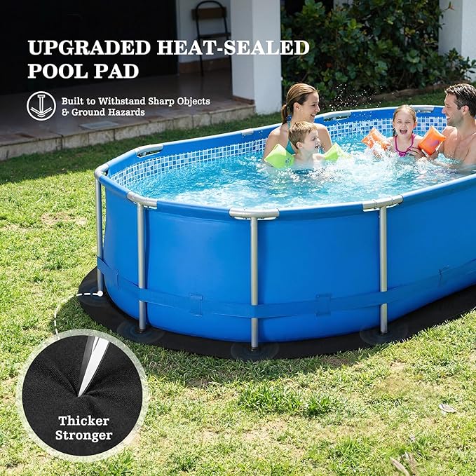 UIRWAY 12 x 18ft Oval Pool Liner Pad for Above Ground Pools, [2026 New Pool Pad 300G/M² Thicker] Heavy Duty Black Under Pool Padding to Protect the Bottom of Aboveground Pool, Prevent Puncture