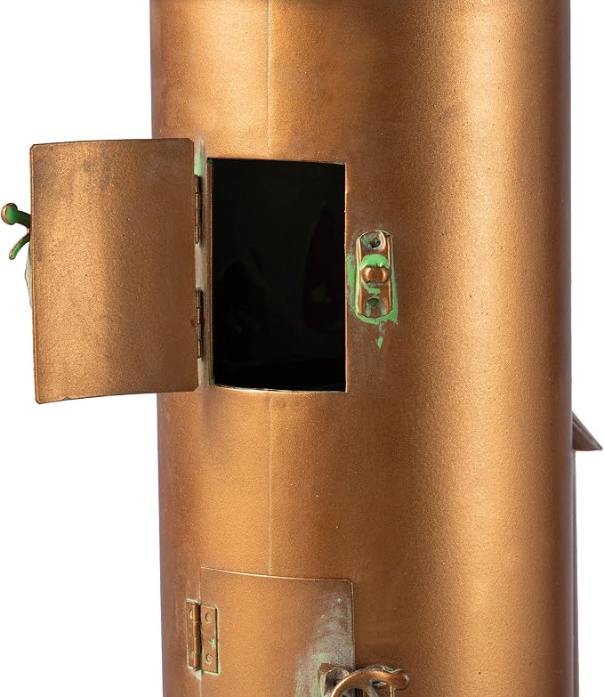 Glitzhome Birdhouses for Outdoors, Bird Houses for Outside, 53" H Farmhouse Faux Copper 2-Tiered Distressed Metal Bird House Decorative Garden Birdhouse with Stake