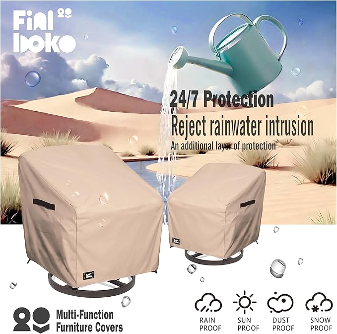 Patio Chair Covers 2 Pack,27Wx32Dx36H inches Outdoor Chair Covers,100% Waterproof Heavy Duty Outdoor Furniture Covers Waterproof,Light Brown Modern Style Patio Furniture Cover