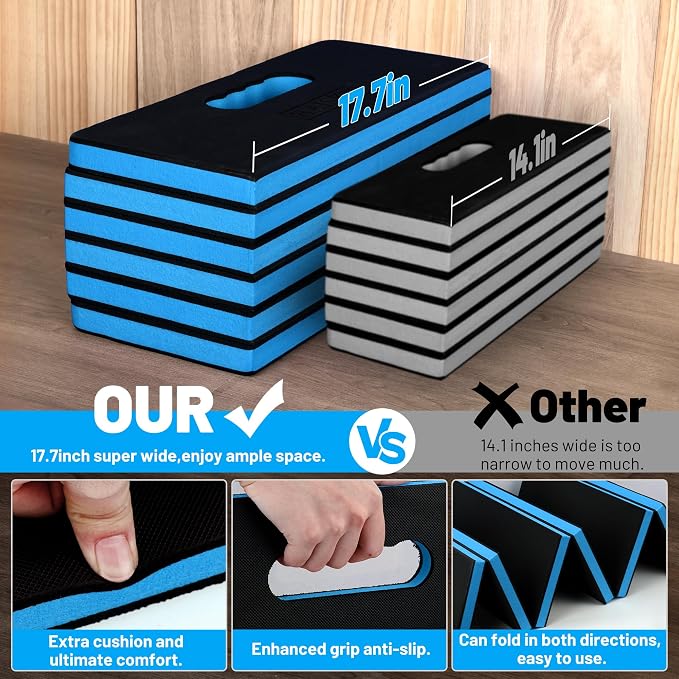 Foldable Mechanic Mat Kneeling Pad, 1.2" Extra Thick Density EVA Foam Portable 5-Fold Kneeling Mat, 47" x 18" for Working under Car, Gardening, Yardwork, Workshop Repairing, Camping