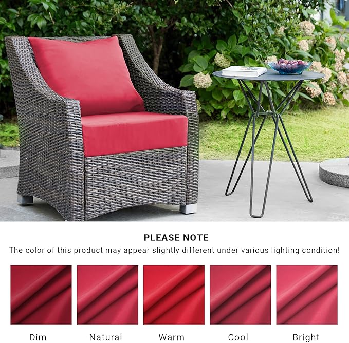 IPYNBAP Outdoor Cushions for Patio Furniture,Outdoor Seat Cushion Set 24 x 24 x 4 Inch,Waterproof & Fade Resistant Outdoor Chair Cushions,Deep Patio Chair Cushion with Removable Cover,Burgundy