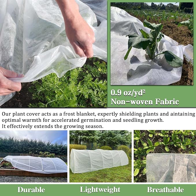 Plant Covers Freeze Protection 7 x 100 Ft, Thick Frost Cloth for Outdoor Plants, Winter Plant Blankets and Frost Covers for Garden Frost Protection, Floating Row Cover